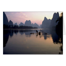 Croisement de matin sur la rivière Li, Guilin, Chi Cartes De Vœux