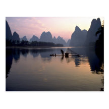 Croisement de matin sur la rivière Li, Guilin, Chi Cartes Postales