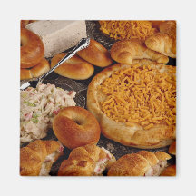 Croissants and platina bread with seafood salad an magnet
