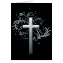 Croix avec les graphiques floraux carte de vœux