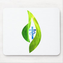 Croix bleue dans flamme verte mousepad