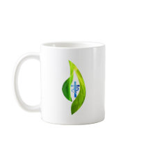 Croix bleue dans flamme verte coffee mugs