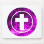 Croix dans cercle Fushia Mouse Pad