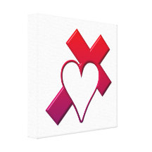 Croix et coeur #1 (rouge à trois dimensions/pourpr toiles tendues