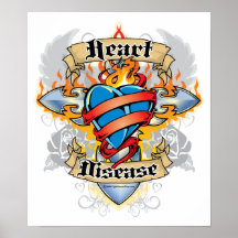 Croix et coeur de maladie cardiaque affiche