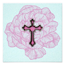 Croix florale rose et blanche à la mode impression photo