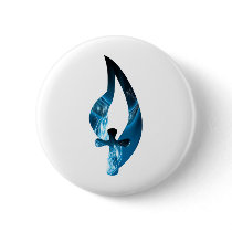 Croix sous flamme bleue electrique pin