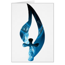 Croix sous flamme bleue electrique greeting card