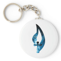 Croix sous flamme bleue electrique keychains