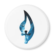 Croix sous flamme bleue electrique fridge magnets
