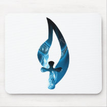 Croix sous flamme bleue electrique mousepad