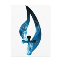 Croix sous flamme bleue electrique postcard