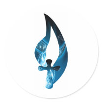 Croix sous flamme bleue electrique sticker