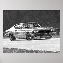 Croquis 1968 de crayon de Chevelle Affiches