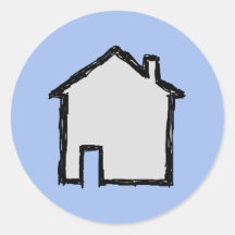 Croquis de Chambre. Noir et bleu Autocollant Rond