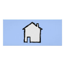 Croquis de Chambre. Noir et bleu Motif Pour Double Carte