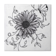 Croquis de fleur carreaux