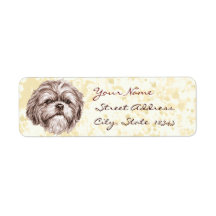 Croquis de Shih Tzu Étiquette D’adresse Retour