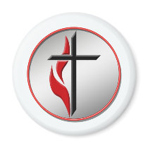 CROSS AND FLAME FRIDGE MAGNET