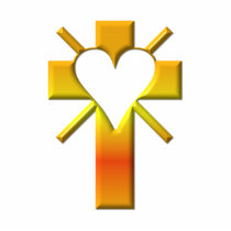 Cross and heart #4 (cross with heart & light rays) photo cut outs