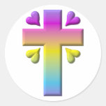 Cross and hearts #2 ( 3-D pastel ) Sticker