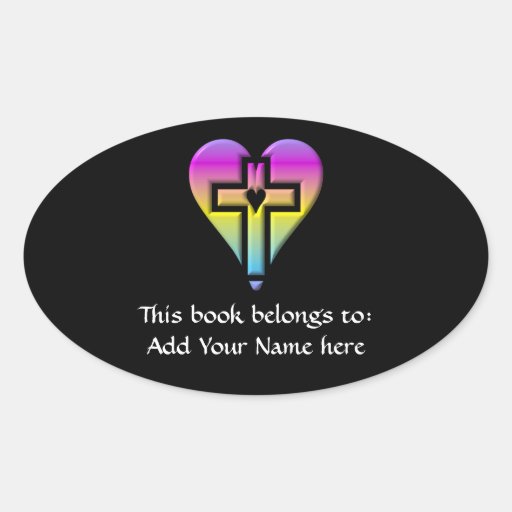 Cross and hearts #5 ( 3-D pastel ) Oval Stickers