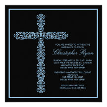 Cross Baptism Christening Boy Baptism Inviation Personalized Invite