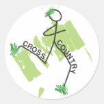 Cross Country Grass Runner Round Sticker