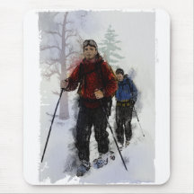 Cross Country Skiers Mouse Pad