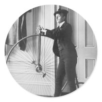 Cross-Dressed Cyclist, 1890 Round Sticker