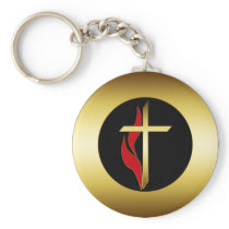 CROSS & FLAME KEY CHAIN