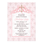 Cross & Hearts Baby Girl Baptism Inviation Personalized Announcements