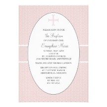 Cross in Oval Frame - Blush Religious Invitation