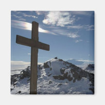 Cross In Snow Magent Fridge Magnets