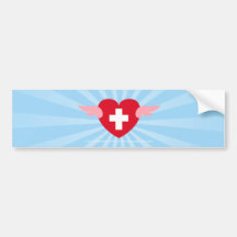 Cross Love Winged Heart Bumper Sticker