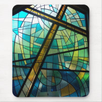 Cross of Jesus Stained Glass Church Art Mouse Pad