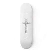 Cross of Silver and White Roses