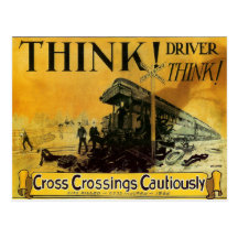 Cross Railroad Crossings Cautiously Postcard
