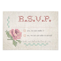 Cross-Stitch Antique Wedding RSVP Card