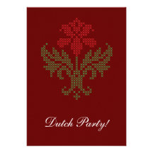 Cross stitch floral pattern custom invitation
