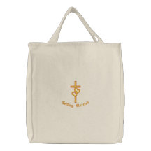 Cross with Entwined Hearts Tote Bag