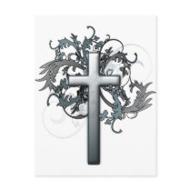 Cross with floral graphics postcards
