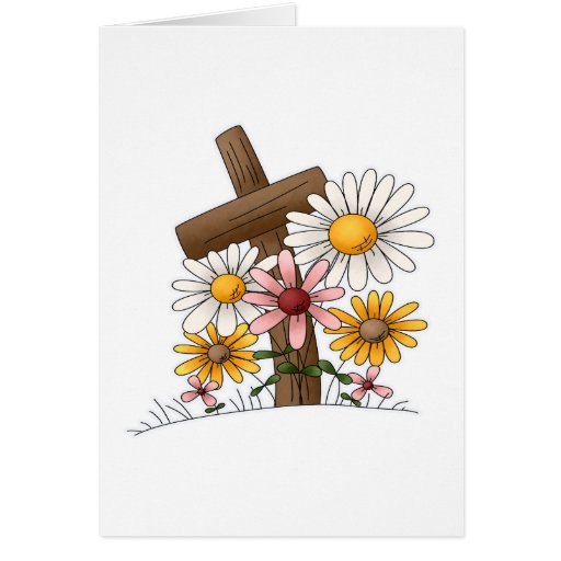 Cross with Flowers Greeting Cards