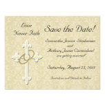 Cross with Golden Rings Save the Date Cards Personalized Invitations