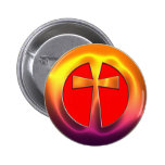 Cross with metallic look pinback buttons