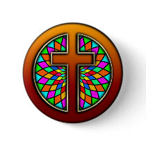 CROSS WITH STAINED GLASS PIN