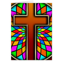 CROSS WITH STAINED GLASS GREETING CARDS