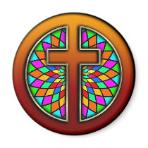 CROSS WITH STAINED GLASS FRIDGE MAGNET