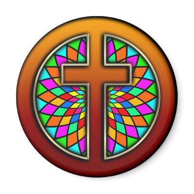 CROSS WITH STAINED GLASS FRIDGE MAGNET by dgpaulart