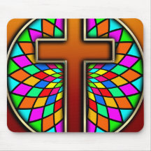 CROSS WITH STAINED GLASS MOUSE PADS